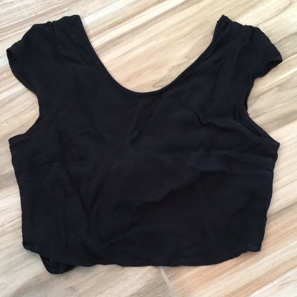 Adorable Black Back-tie Crop Top.